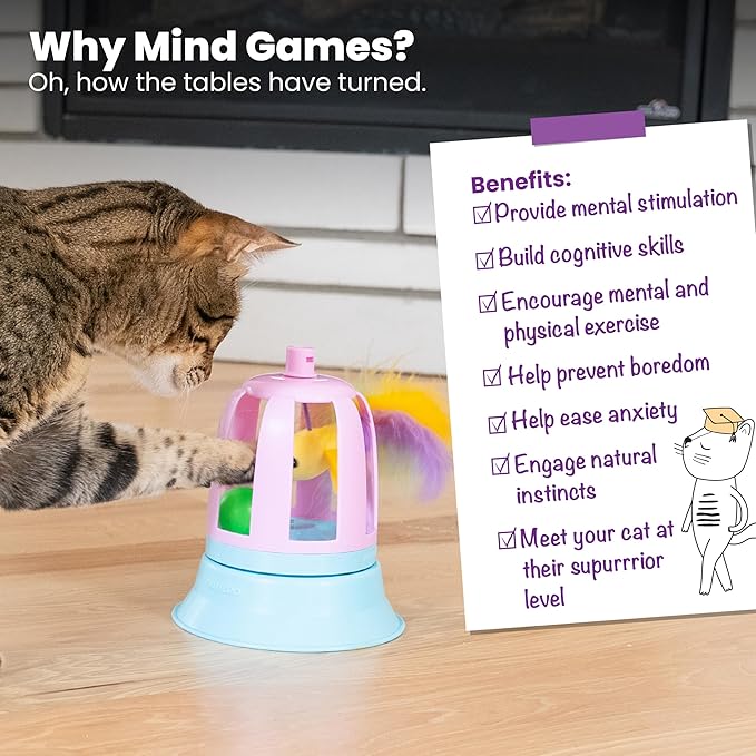 Catstages 2-in-1 Chirping Bird Interactive Cat Toy – Touch-Activated Toy with Sound and Ball Track Fun, Standalone Toy or Track Add-On, Purple