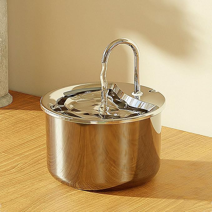 TOPINCN Cat Water Fountain Stainless Steel, 3.2L Pet Water Fountain with Quiet Circulating Filtration System, Automatic Drinking Dispenser for Dogs Cats Feeding Watering Supplies