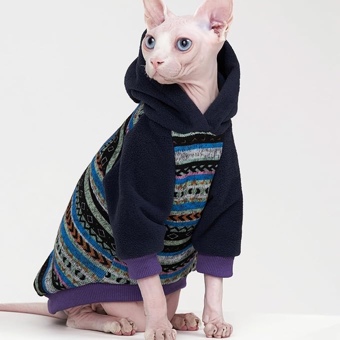 Sphynx Cat Hoodie SweaterWarm Fleece Sweater for cat, Knit Fleece Dog Clothes for Kitten Small Medium Dogs (Small)
