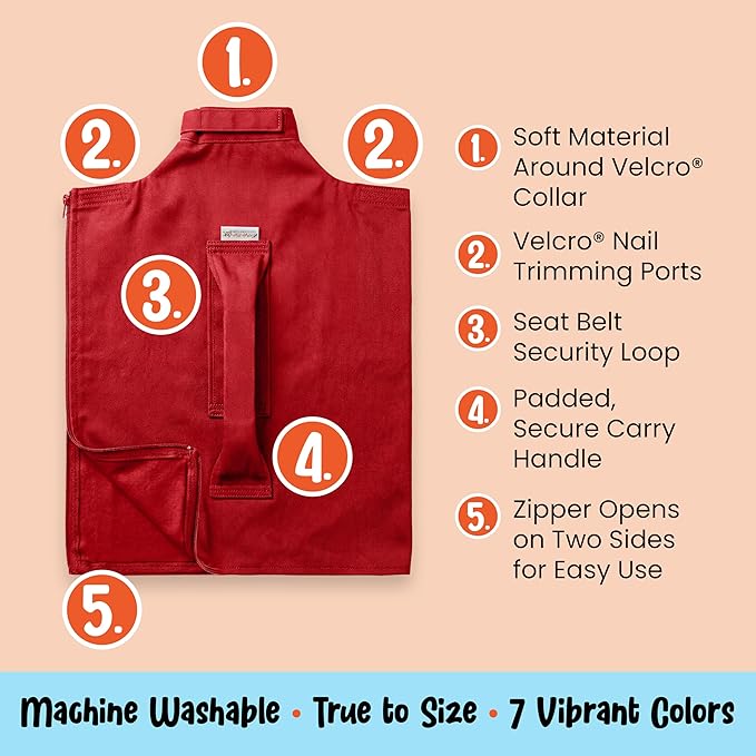 Cat-in-the-Bag Cozy Comfort Carrier - Extra Small Red Cat Carrier Soft and Pet Carrier for Nail Trimming, Vet Visits, Medication Administration, Dental Care, and Travel