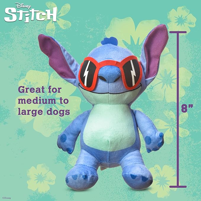 Disney for Pets Lilo and Stitch 8” Hidden Rope Plush Squeaker Dog Toy, Squeaky Pet Plushy, Tug Ropes for Dogs, Cute Dog Toy Fans