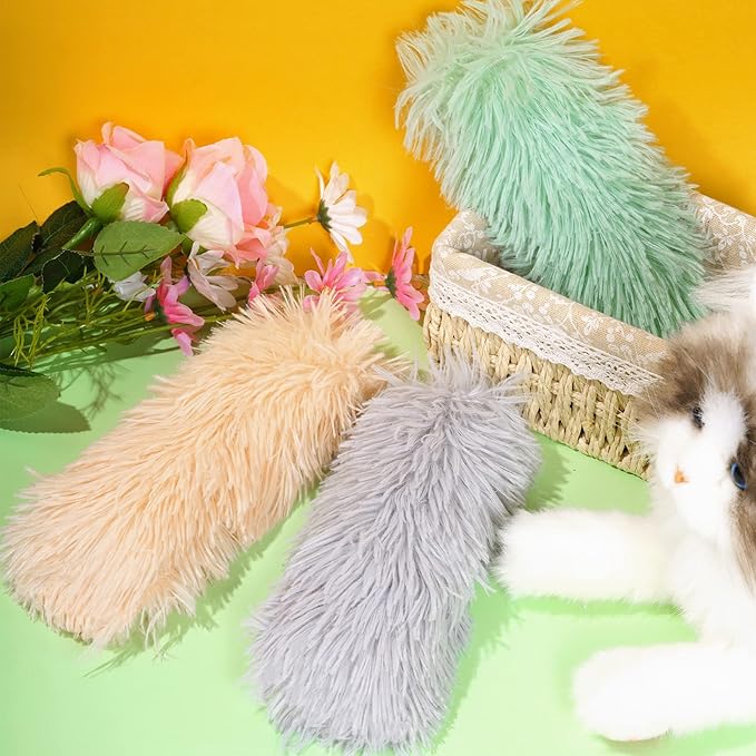Nydotd 3pcs Cat Toys Cat Pillows, Catnip Toys Interactive Cat Kicker Toy Soft and Durable Plush Fabric Kick Sticks Chasing Chewing Filled Chew for Puppy Kitty Exercise (Gray, Beige, Grass Green)