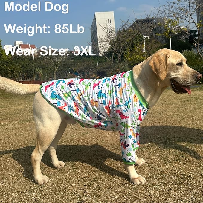 Dog Sleeveless T Shirt Colorful Dinosaur Prints Pet Vest Shirt Soft Stretchy Summer Clothes for Medium Dogs Boys Girls Clothes (Medium,Dinosaur)