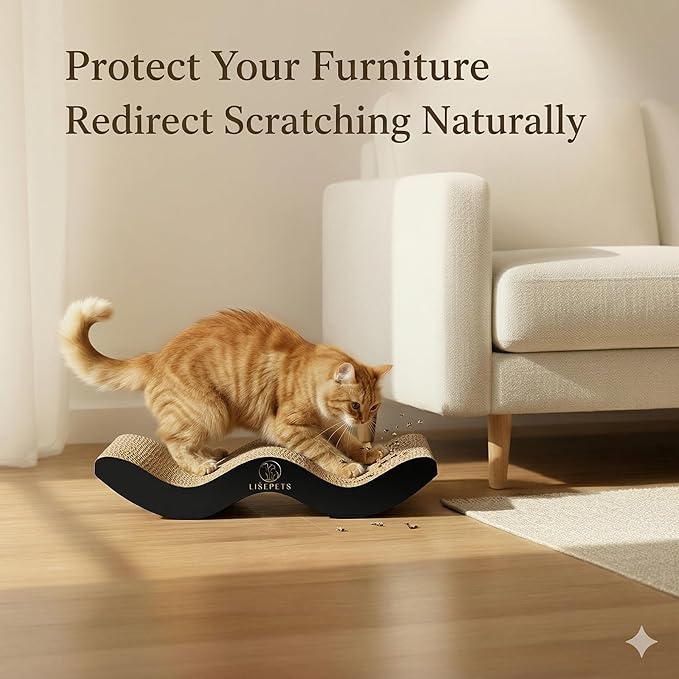 Cat Scratcher Cardboard Lounge Bed for Indoor Cats – Large Curved Cat Scratch Pad, Reversible Durable Honeycomb Design, Cat Scratching Board for Furniture Protection