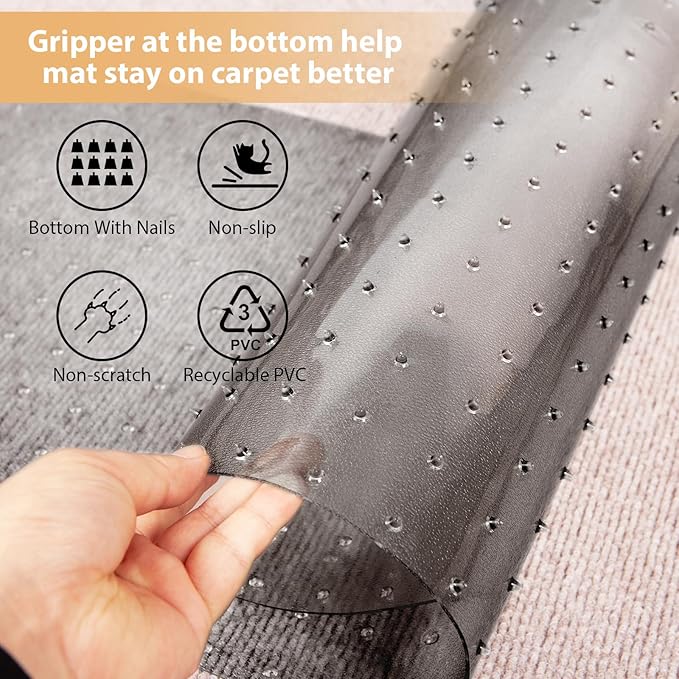 Carpet Protector for Pets Cat Carpet Protector for Doorway, Anti Scratch Under Door Cat Scratch Protector Mat, Easy to Cut Plastic Stopper (Grey, 3.6FT-2pack)