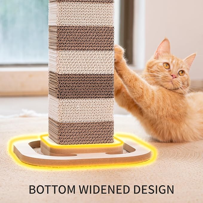 CHEERHOME PETS Cardboard Cat Scratching Post 24.2 Inch, Cat Scratcher for Indoor Cats Scratch Board for Kittens or Smaller Cats