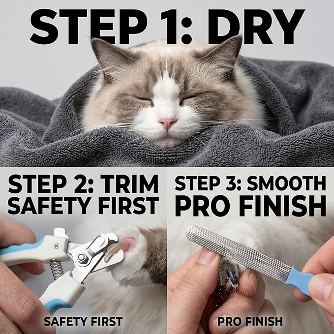 Professional Pet Grooming Kit Dog Nail Clippers and Cat Trimmer with Absorbent Dog Towels and Stainless Steel Nail File Safe Home Grooming Set for Puppies Kittens Large Small Animals