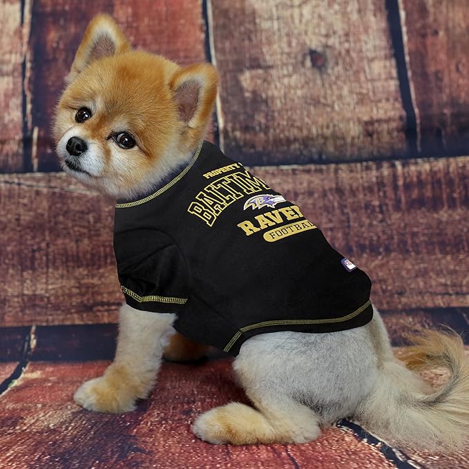 NFL Baltimore Ravens Dog T-Shirt for Pets, Size X-Small. Officially Licensed Pet Shirt with Team Logo, Soft Stretchable Comfort Fit Apparel for Dogs & Cats