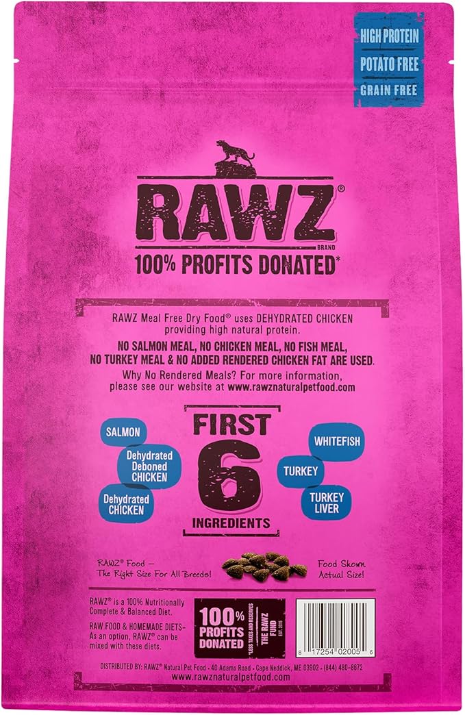Rawz Salmon, Dehydrated Chicken & Whitefish Recipe Natural Dry Cat Food (7.8lb, Salmon, Dehydrated Chicken & Whitefish)