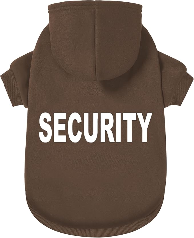 Security Dog Hoodie - Soft & Warm Dog Sweater with Leash Hole Design for Dog Cat,Dog Clothes Pullover Hoodies for Christmas, Holidays and Daily Wear (Brown (Security), Small)