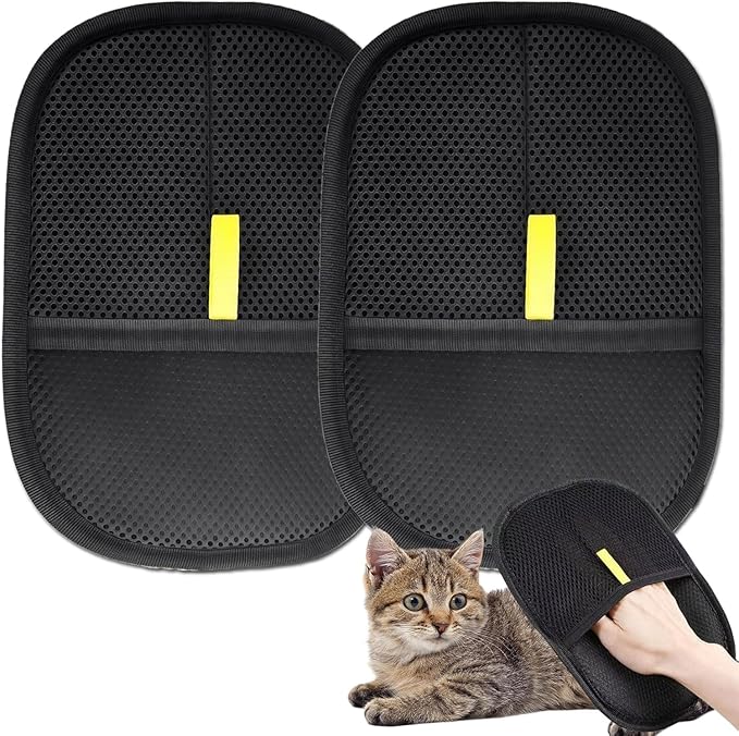 2PC 2026 Electrostatic Gloves Pet Hair: Pets Hair Remover Electro Antistatic Hair Removal Glove Cat Mitt Mitten Static Reusable Tool Furniture Cleaning Animal Double Sided Grooming Magic Fur Dogs Mit