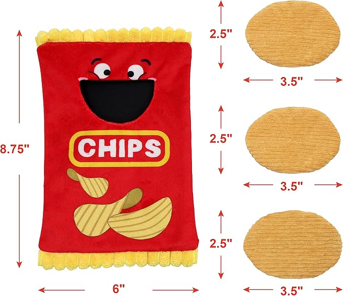 Jumpaws 4 Pack Burrow Catnip Cat Toys Potato Chips Set, Accessories for Indoor Cat, Catnip Plush Toy Set, Burrow Cat Toy