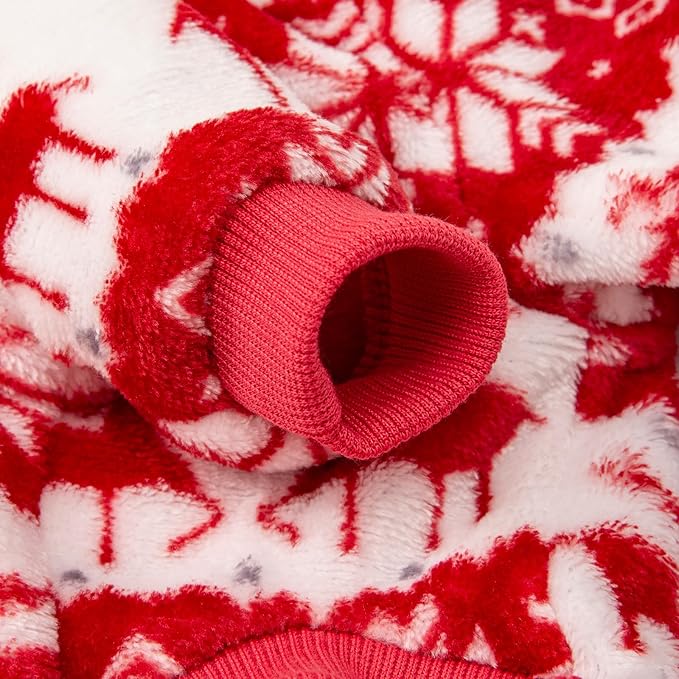 POMIU Dog Sweater, Dog Sweaters for Small Medium Dogs or Cat, Warm Soft Flannel Pet Clothes for Dogs Girl or Boy, Dog Shirt Coat Jacket (Xmas Red+Xmas White, Large)
