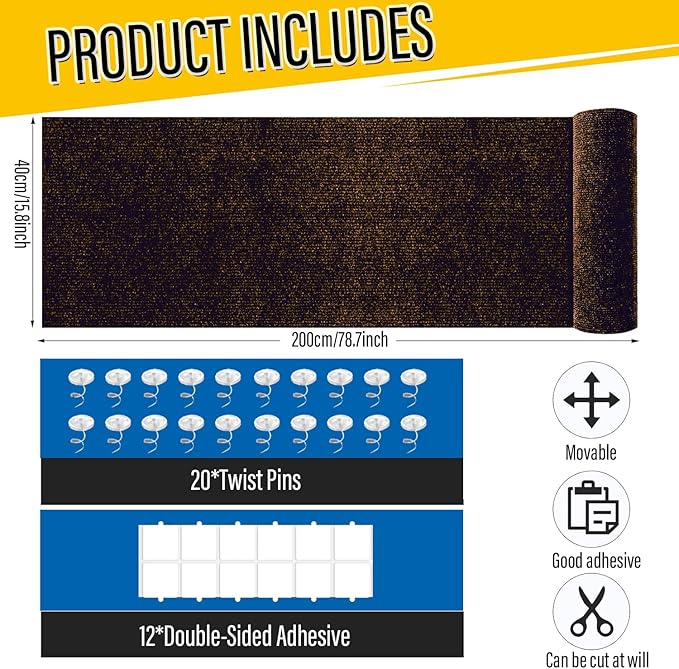 YONGJOY Cat Scratch Couch Furniture Protector, Adhesive Cat Scratch Pad Deterrent for Furniture, DIY Climbing Scratcher for Indoor Cats (Brown, 78.7x15.8 in)