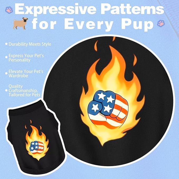 Discover Cozy Cotton Canine Wear: Soft, Lightweight, and Breathable Dog Shirt Vest, Keeping Your Furry Friend Warm and Comfy! Fist Flag 4XL