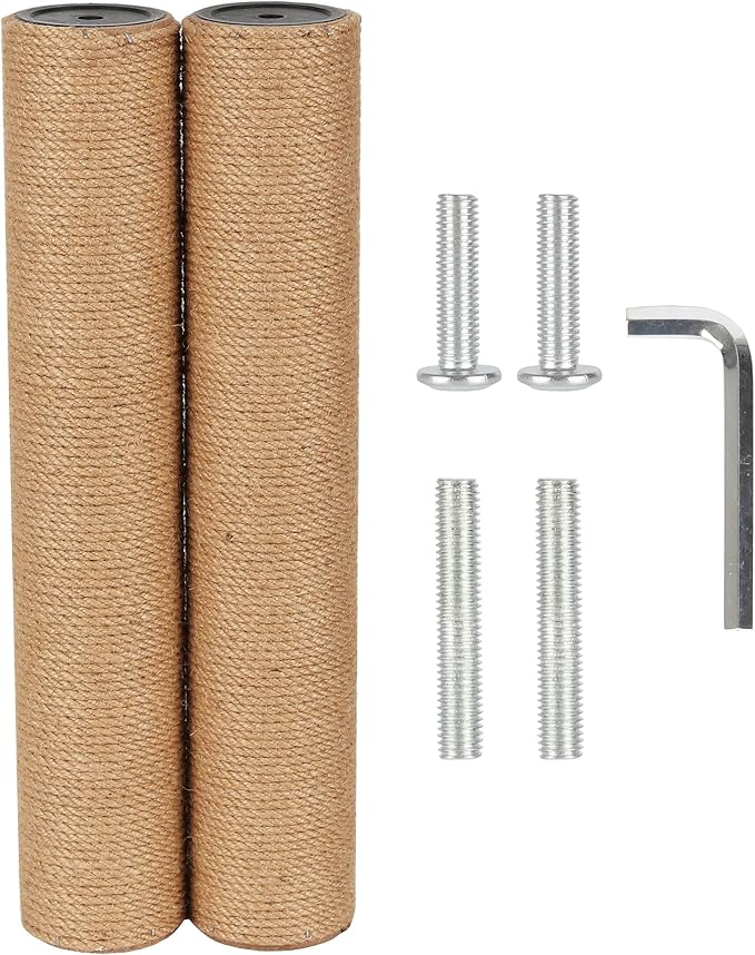 7.4cm 2.91in Diameter Cat Tree Scratching Post Replacement Jute Pole Parts for Cat Tower (15.75in/40cm, M10*2poles)