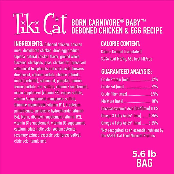 Tiki Cat Born Carnivore Baby Non-GMO, Chicken & Egg 5.6 lbs.
