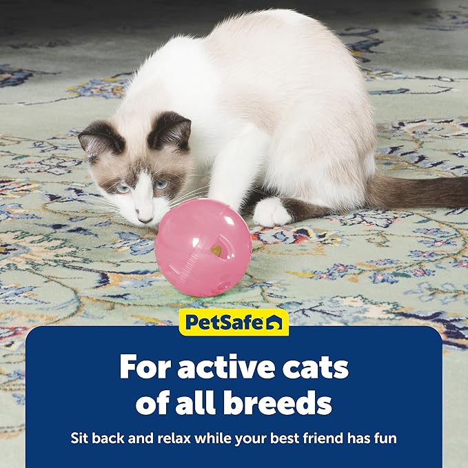PetSafe Slimcat Feeder Ball - Interactive Game for Your Cat - Fill with Food and Treats - Pink