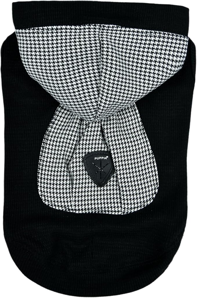 Puppia Xander Dog Shirt Hooded Trendy Fashionable Cute Dog Apparel for Small and Medium Dogs, Black, X-Large