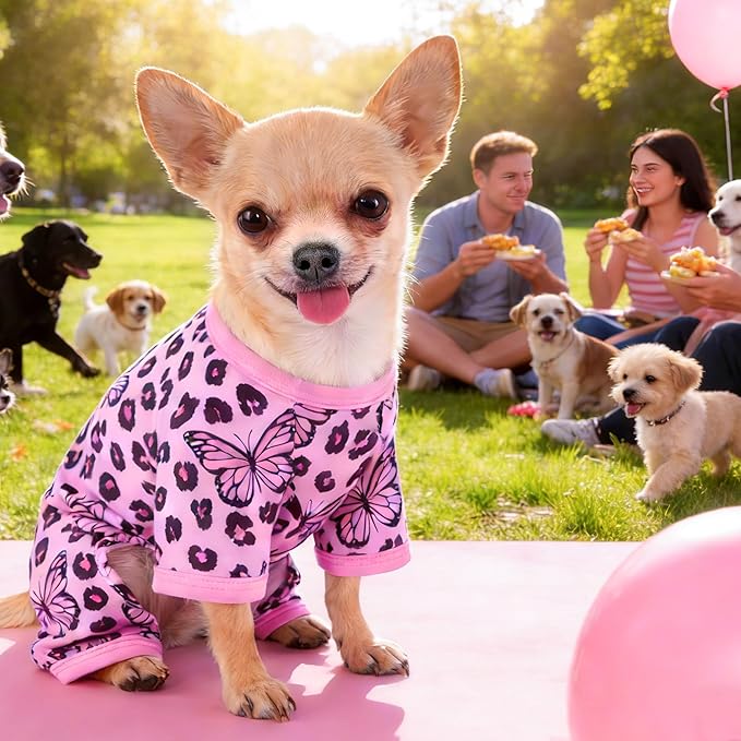 Dog Summer Pajamas Onesie Soft Breathable Puppy Jumpsuit Lightweight Dog Clothes for Small Medium Dogs Cat Pet Clothes(Pink, XX-Large)