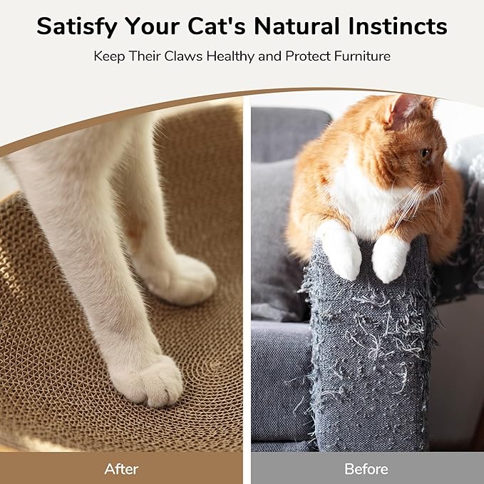 FUKUMARU Cardboard Cat Scratcher Bed, 2-in-1 Oval Cat Scratch Pad, Cats Scratching Board Lounge Bed Indoor, Durable Modern Kitty Scratcher Bowl, Cats Scratch Furniture Protector, Polka Dot