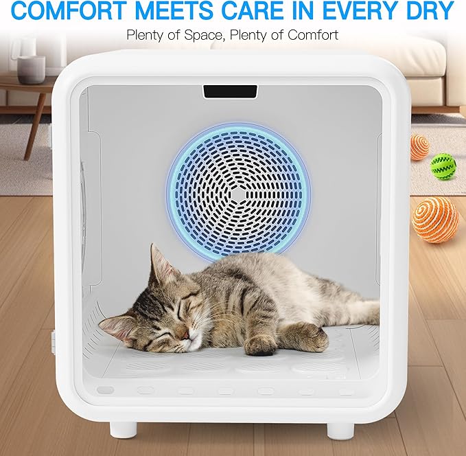 Fenbeli Pet Dryer Box for Cats and Small Dogs, 75L Extra-Large Quiet Pet Drying Room with Smart App Control, 360° Airflow, Adjustable Temperature & Time, Spacious Grooming Dryer for Home Use