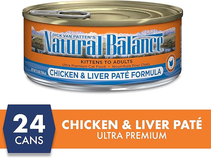 Natural Balance Original Ultra Adult Wet Canned Cat Food, Chicken & Liver Recipe 5.5 Ounce (Pack of 24)