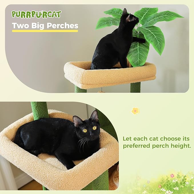 74.8" Cactus Cat Tree with Anti-Toppling Kit, Stable Multi-Level Cat Tower with Dual Condos, Sisal Scratching Posts & Deep Hammock, Large Cat Furniture for Multi-Cat Household, Grey