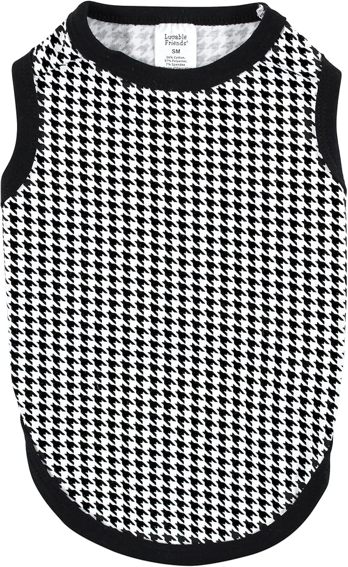 Luvable Friends Dog Pet Dog and Cats Cotton T-Shirts 2pk, Leopard Houndstooth, Large