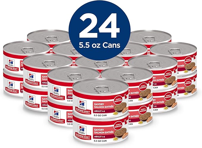 Hill's Science Diet Adult 1-6 Wet Cat Food, Salmon, 5.5 oz. Cans, 24-Pack