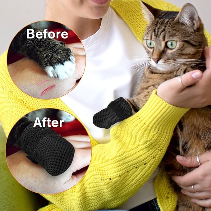 4 Pcs Adjustable Cat Claw Protectors Covers Cat Mittens to Prevent Scratching Mesh Breathable Cats Shoes Kitten Shoes Socks Booties Anti Scratch Kitten Foot Covers for Pet Bathing(Black,L)