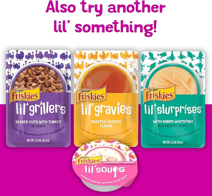 Purina Friskies Pureed Cat Food Topper, Lil’ Shakes With Tantalizing Tuna Lickable Cat Treats - (Pack of 16) 1.55 oz. Pouches
