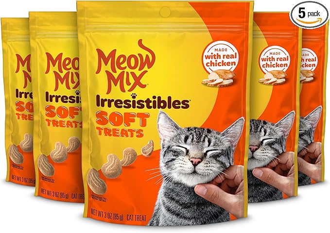 Meow Mix Irresistibles Soft Cat Treats, White Meat Chicken, 3 Ounce (Pack of 5)