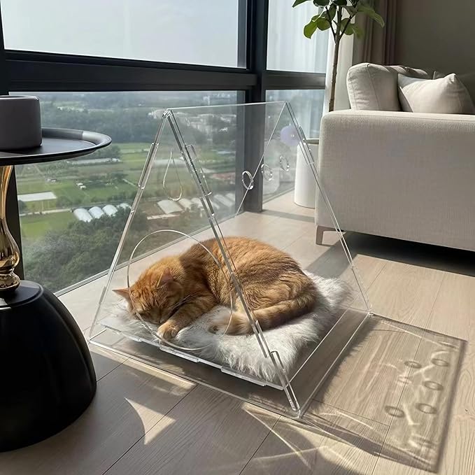 Cat Bed Cozy Triangle Acrylic Cat Houses for Indoor Cats Pet House for Indoor Cats & Small Dogs - Easy Assembly, Waterproof, Washable, Perfect for Small and Medium Pets