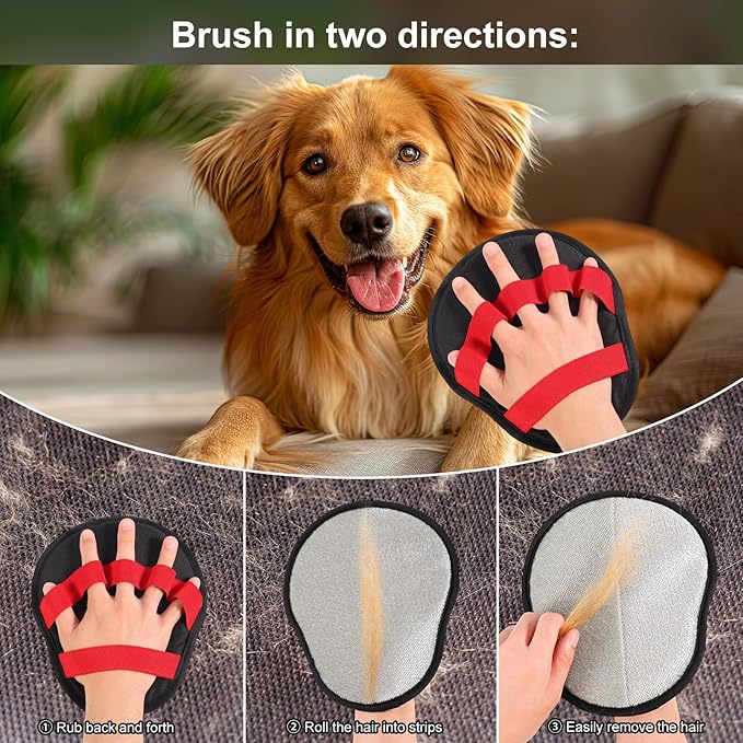 Pet Hair Remover Glove, Reusable Cat & Dog Grooming Glove Electrostatic Mitt Static Five Finger Pet Hair Brush Removal Tool for Sofa Carpet Curtain Furniture Clothes Car Seat