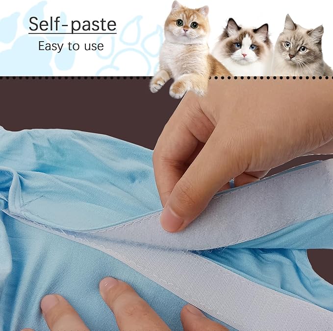 Cat Surgery Recovery Suit - M Size Blue, Soft and Breathable Material for a Cozy Recovery, Effortless to Wear and Perfect for Post-Op Care