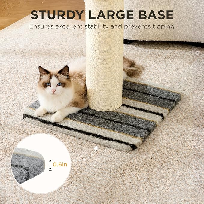 Joydeco Cat Scratching Post 34 Inches Heavy Duty and Thick Scratching Post Sisal Rope with Hanging Ball and Mice for Indoor Cats(Grey)