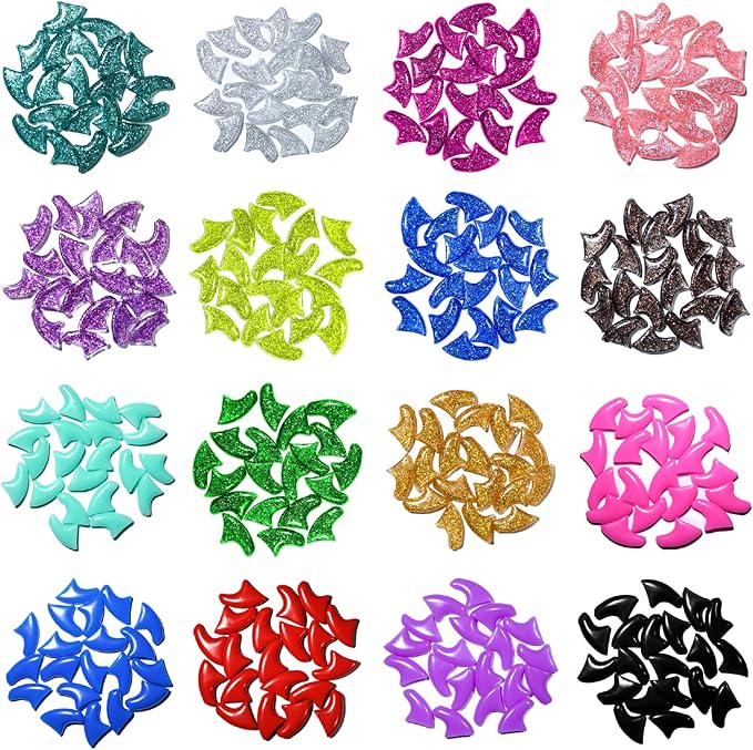 15 Colors | 150 pcs Cat Nail Caps | Cat Claw Covers Tips with Adhesives and Applicators (L)