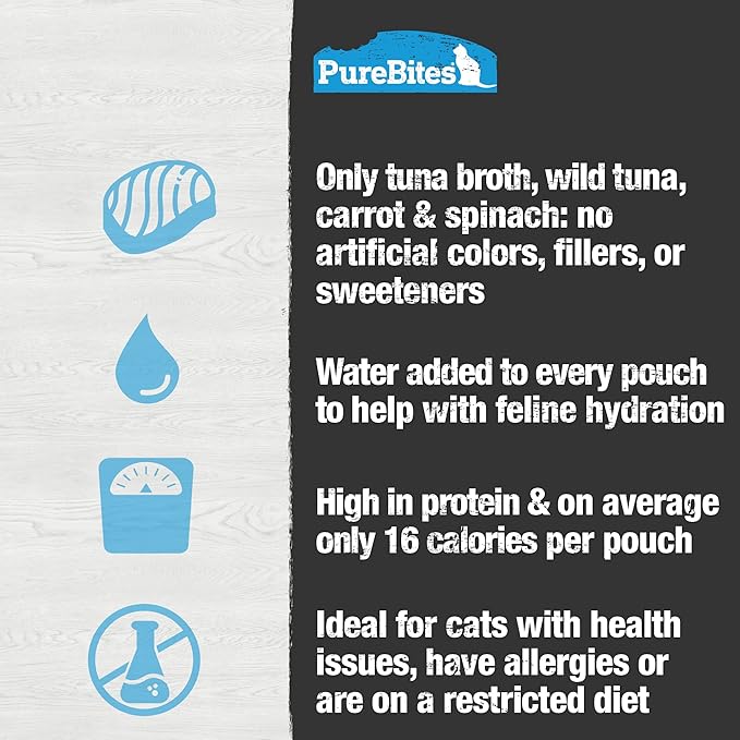 PureBites Tuna Broths for Cats, Only 4 Ingredients, Case of 18