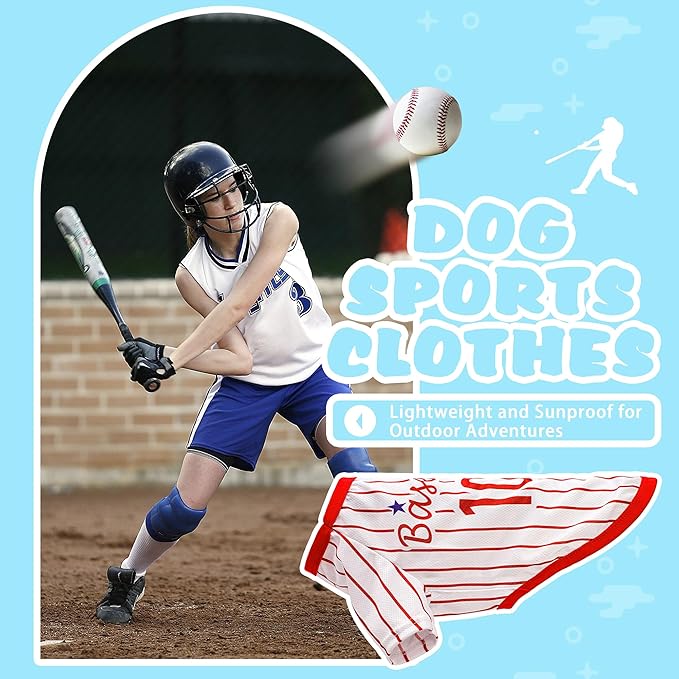 Paiaite Sleek Striped Dog Vest: Sleeveless Baseball-Style Dog Shirt, Ideal Fit for Small, Medium, and Large Breeds,Polyester Fabric for Comfort, Breathability, and Stretchiness Red XXL