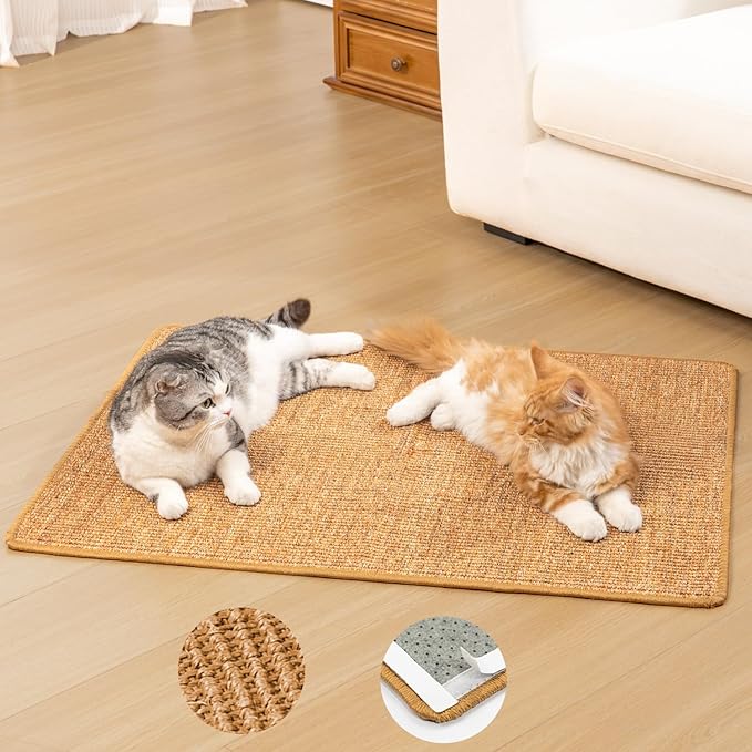 Conlun Extra Large Cat Scratcher Mat (27.5" x 35.4"), Natural Sisal Cat Scratching Pad for Indoor Cats, Mess-Free Cat Scratch Rug & Cardboard Alternative, Couch & Furniture Protector