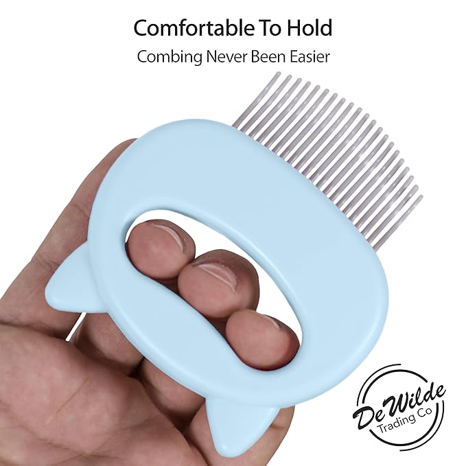 Cat Grooming Comb - Blue Massage Comb - Light Hair or Fur Removal Soft Dematting Detangling and Deshedding - Pet Shedding Remover Tool for Cats Dog Rabbit