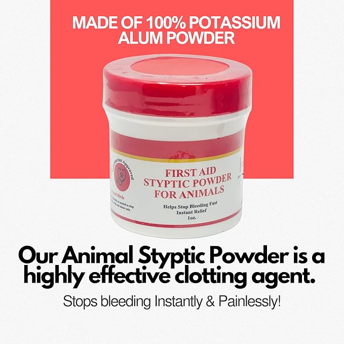 G.B.S Styptic Powder for Animals – Fast-Acting Blood Stop for Dogs, Cats, Birds & Small Pets – First Aid Powder for Nail Bleeding, Minor Cuts & Grooming – 1 oz, Pack of 5