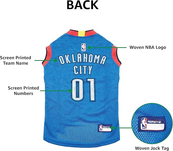Pets First NBA OKLAHOMA CITY THUNDER DOG Jersey, Medium - Tank Top Basketball Pet Jersey