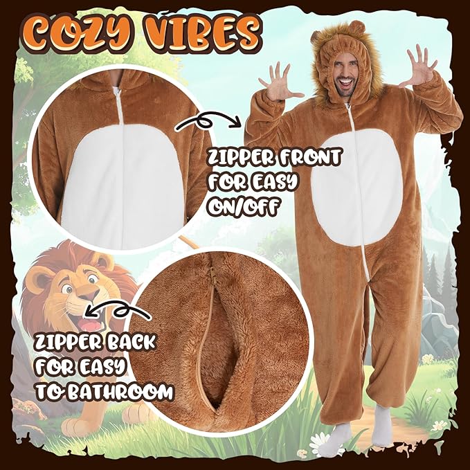 HSCTEK Fuzzy Teddy Fleece Adult Onesies Pajamas - Teen Long Sleeve Zip Up Hooded Blanket Sleep - One Piece Costume