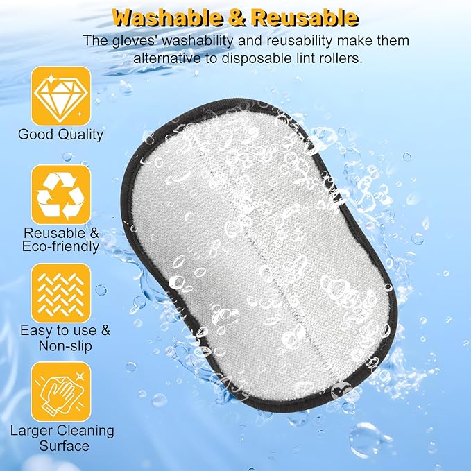 2 Pack Pet Hair Removal Glove for Dogs & Cats, Electrostatic Magic Brush for Pet Hair Removal, Reusable Grooming Glove Remover Tool for Clothing, Couch, Carpet, Car Seats, Furniture