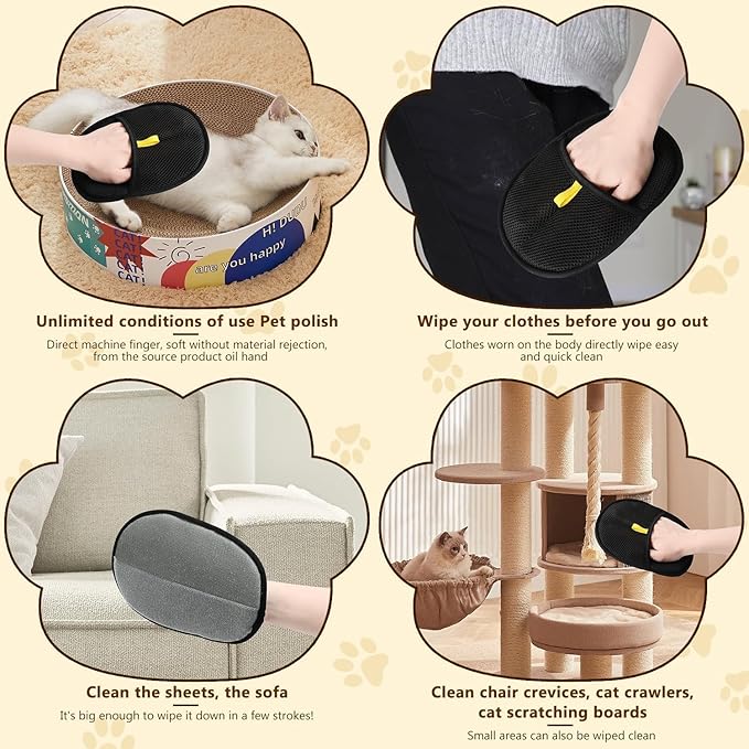2 Pcs Pet Hair Removal Glove for Cats & Dogs: 2025-Clean Fast, Live Fur-Free. Electrostatic.