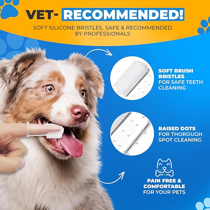 Pet Hair Removal Glove for Dogs & Cats – Dog Grooming Gloves for Shedding, Pet Hair Remover Glove – Pet Grooming Gloves, Cat Grooming Gloves & Cat Brush Glove (Glove + Finger Toothbrush Kit)