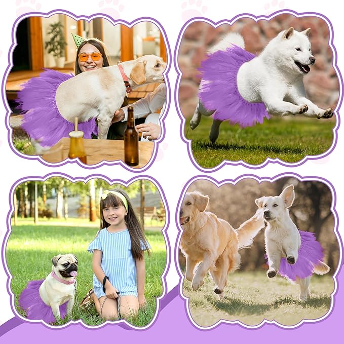 Dog Tutu Tulle Tutu for Dogs Small Large Medium Puppy Dress Ballerina Costume Skirt for Holiday Puppy Cats Bunny Pet Outfit Birthday Wedding Party Photo Prop Supplies(Purple)