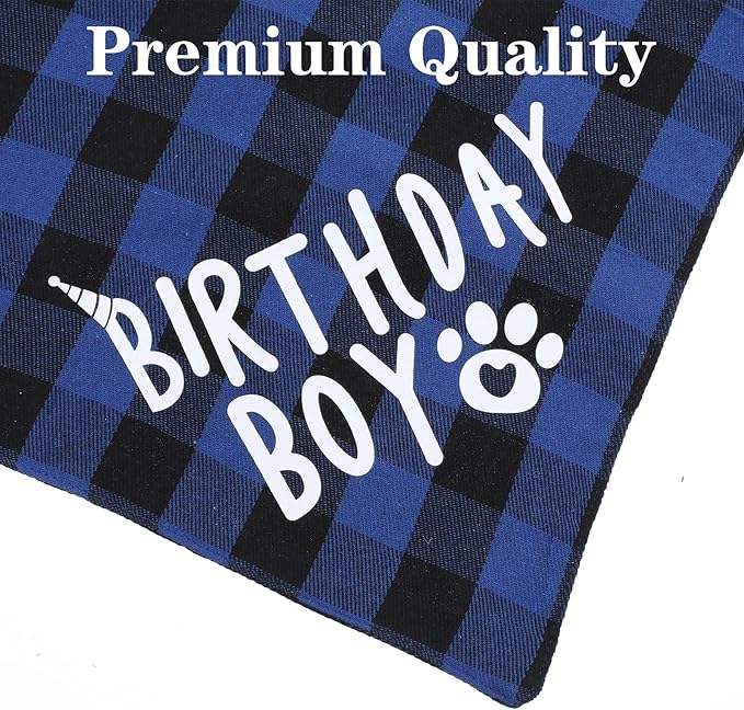 Xindojuz 1 Set Cat Birthday Hat Decorations, Adjustable Cat Birthday Hat with Number Bow Tie Bandana Collar for Cats Dogs Pet Kittens Apparel Christmas Party Outfits Supplies (Blue)